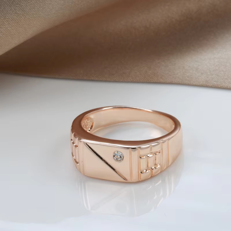 Modern Geometric Engraved Statement Ring